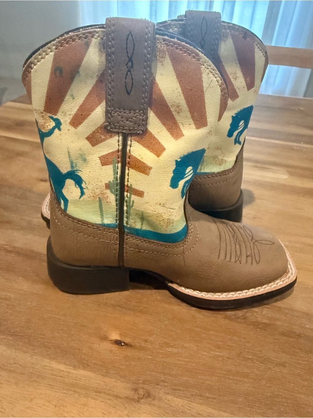 Ariat Kids Brown and Teal Cowboy Boots